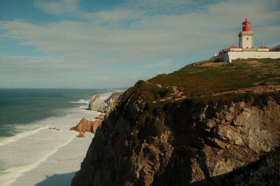 Cabo da Roca coastal cliffs at dusk Portugal