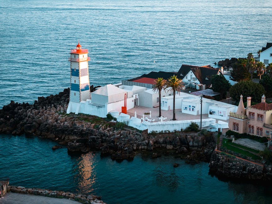 Cascais lighthouse aerial coastal view