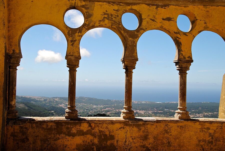 Castle of the Moors fortress walls in Sintra Portugal