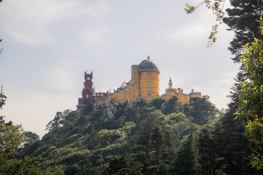Pena Palace surrounded by greenery in Sintra Portugal