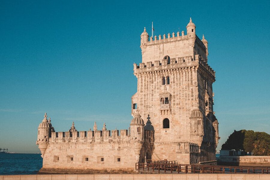 Belém Tower at sunset on the Tagus, Lisbon