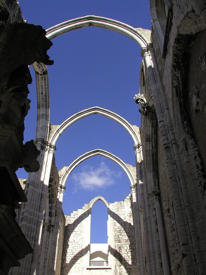 Convento do Carmo ruined arches Lisbon open to sky