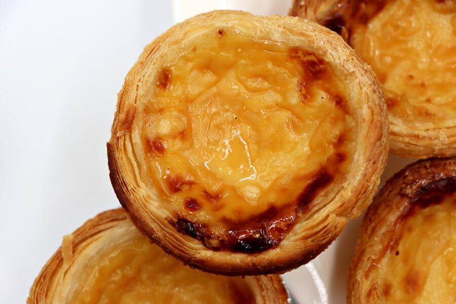 Pastel de nata Portuguese custard tarts close up