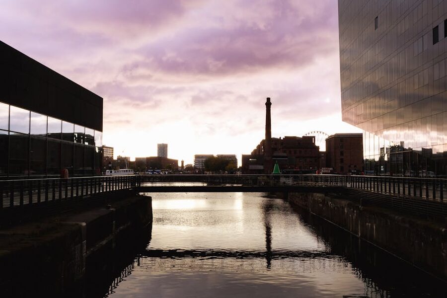 Albert Dock Liverpool at sunset where The Beatles Story sits