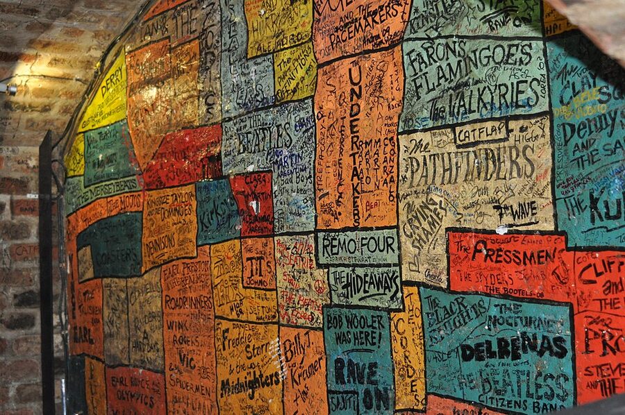 Original Cavern Club wall Mathew Street Liverpool with names