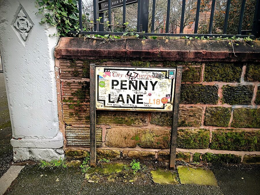 Penny Lane street sign Liverpool Beatles trail