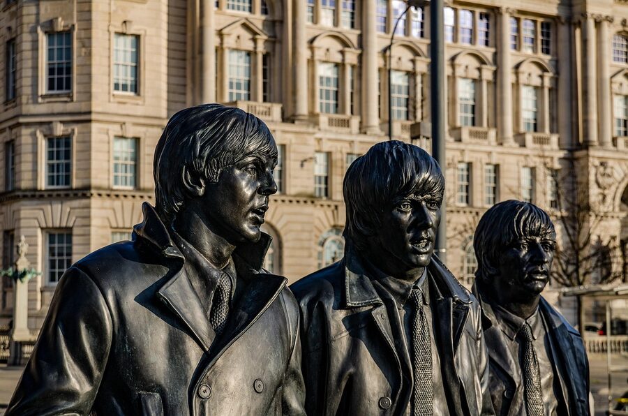 Beatles monument near Albert Dock, Liverpool