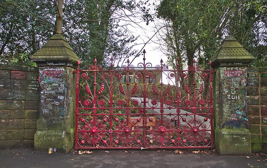 The replica red gates of Strawberry Field, Liverpool