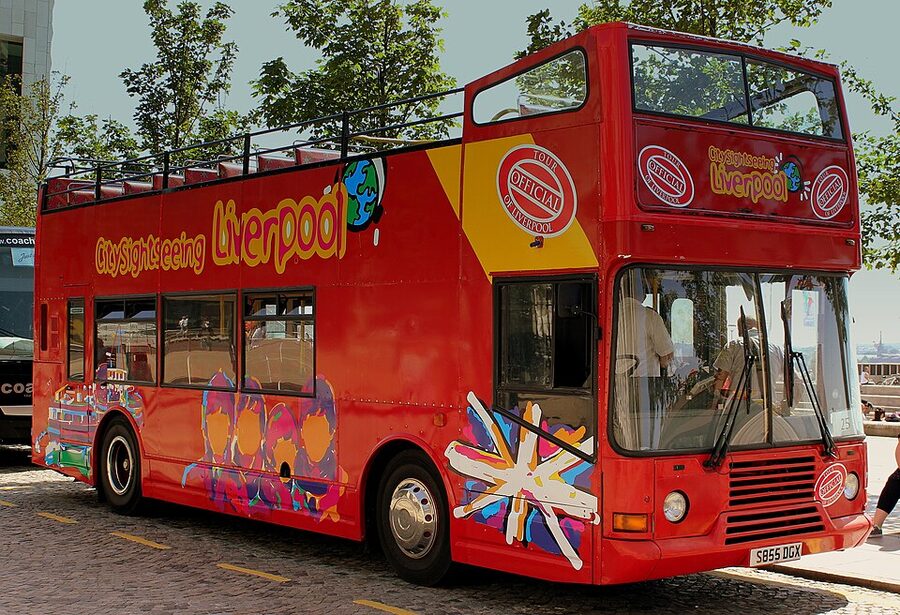 City Sightseeing open-top bus at Liverpool Pier Head