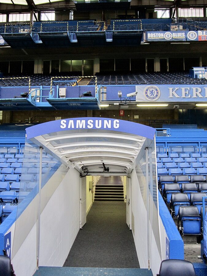 Stamford Bridge stadium corner section view