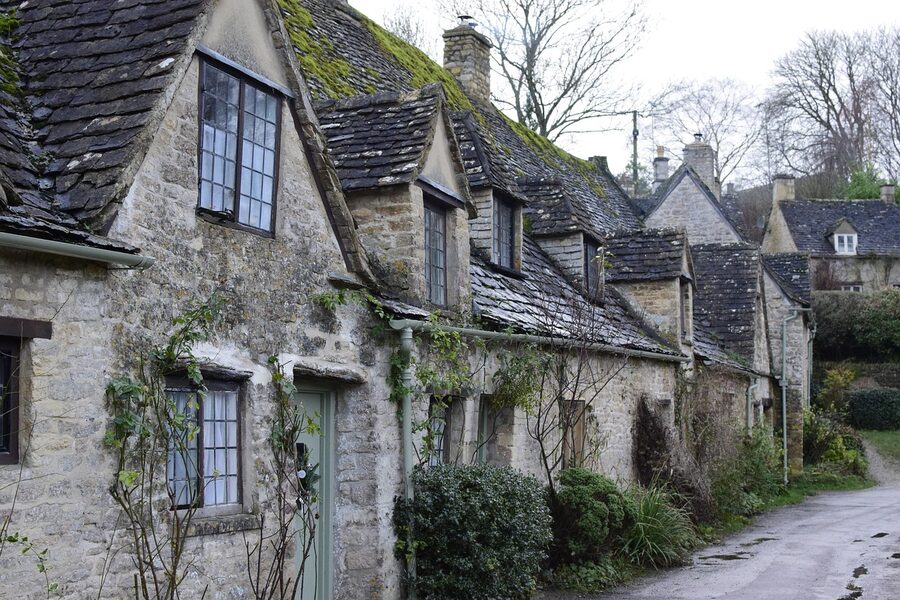 Bibury cottage in summer Cotswolds