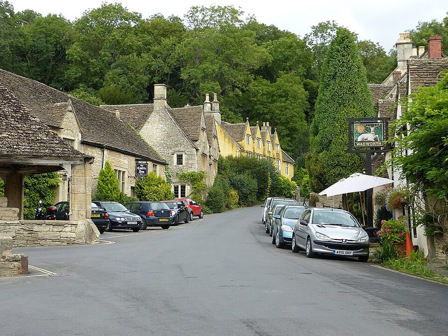 Castle Combe village centre with market cross