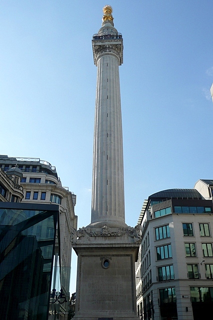Monument to the Great Fire viewed from Pudding Lane London
