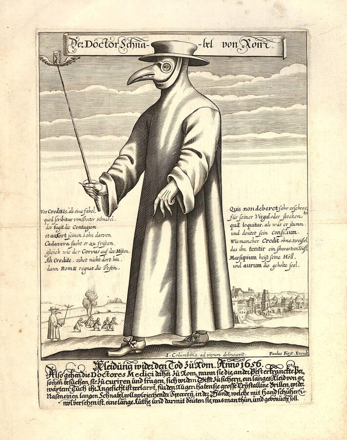 Doctor Schnabel von Rom 1656 plague doctor mask engraving