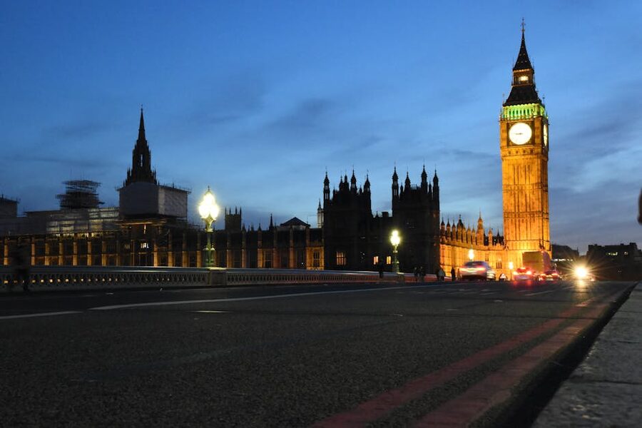 Westminster Bridge and Big Ben at night with reflections in the Thames