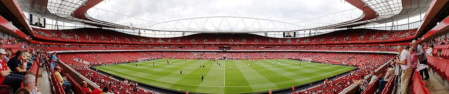 Arsenal football match at Emirates Stadium East stand