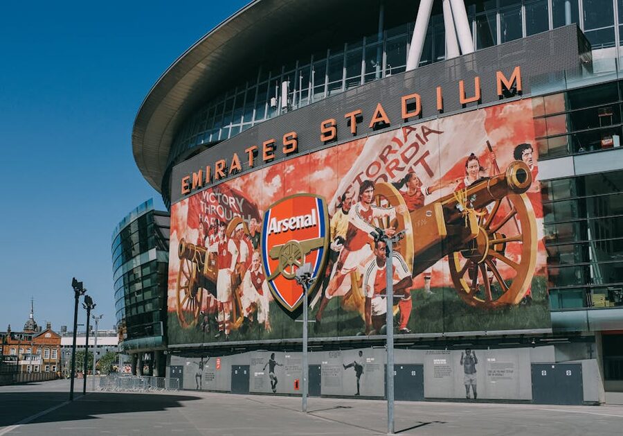 Emirates Stadium exterior facade home of Arsenal FC London