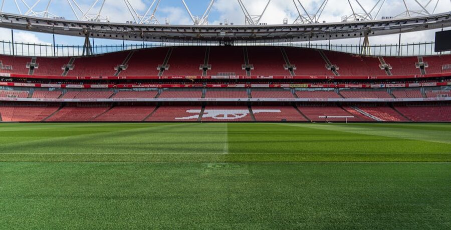 Empty Emirates Stadium home of Arsenal FC North London