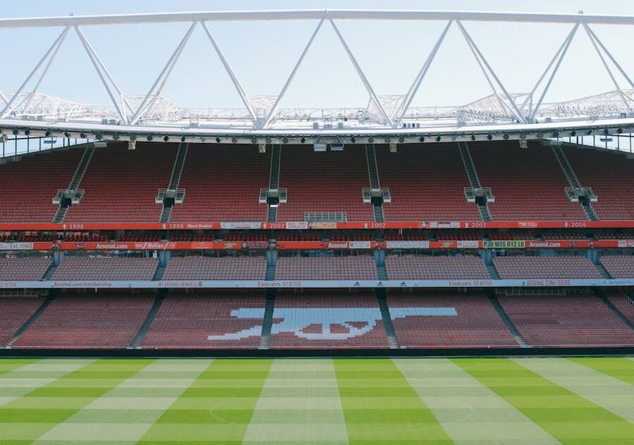 Emirates Stadium pitch under blue sky