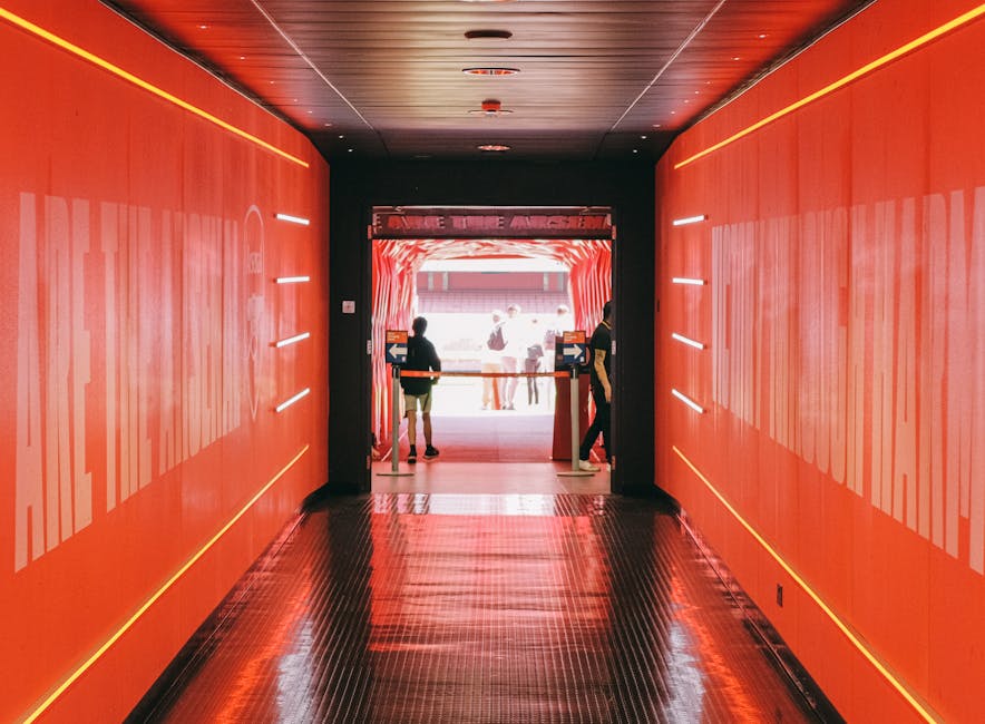 Red players tunnel leading to pitch at Emirates Stadium