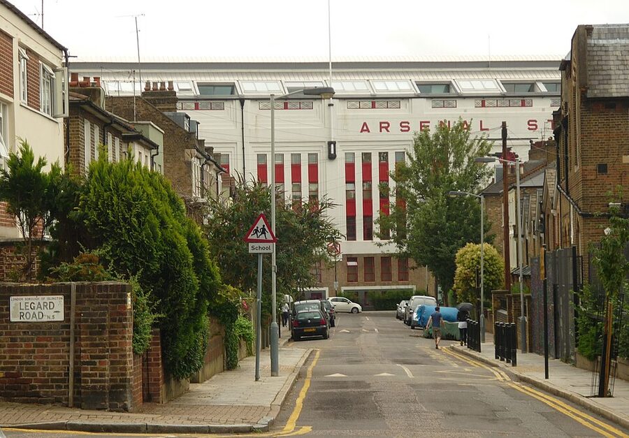Highbury Square former Arsenal Stadium from Conewood Street