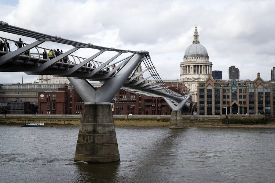 Millennium Bridge leading to St Pauls Cathedral London Half-Blood Prince