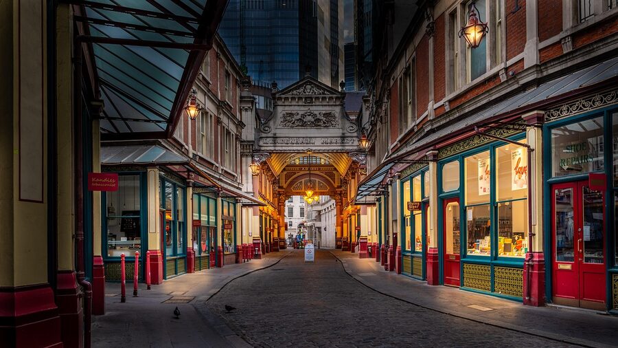Leadenhall Market shopping arcade interior London