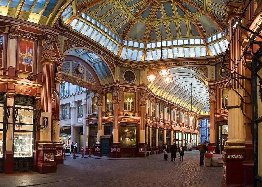 Leadenhall Market wide interior view London