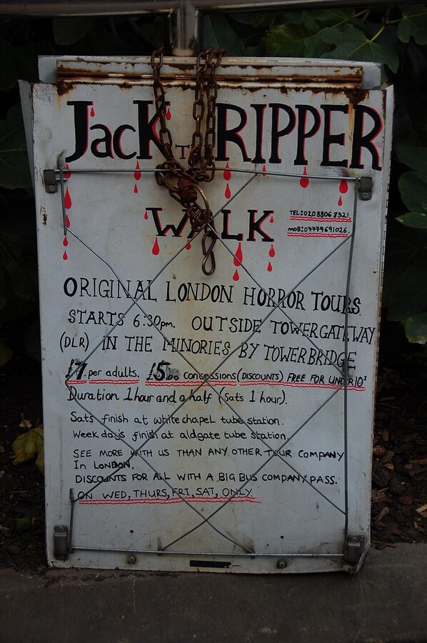 Jack the Ripper tour sign Whitechapel