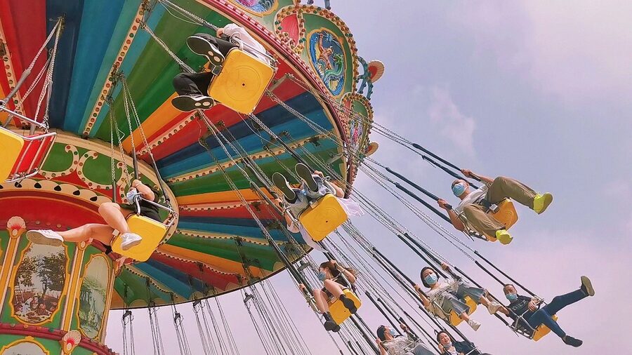 Amusement park swing ride at funfair