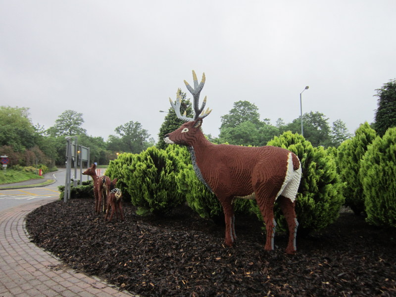 Lego deer brick model on the roundabout at Legoland Windsor