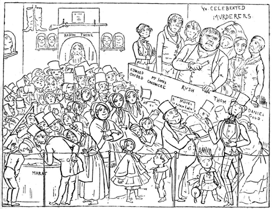 Illustration of the Chamber of Horrors at Madame Tussauds in 1849
