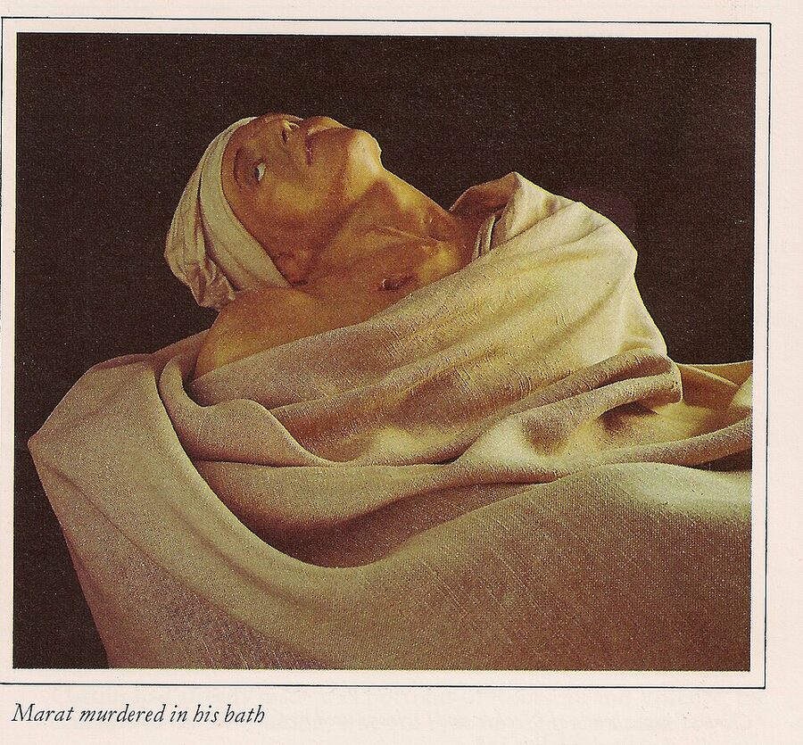 Jean-Paul Marat figure with death mask at Madame Tussauds