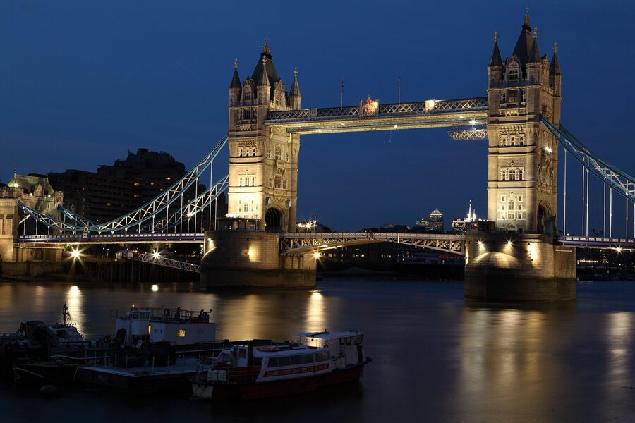 Tower Bridge London illuminated at night
