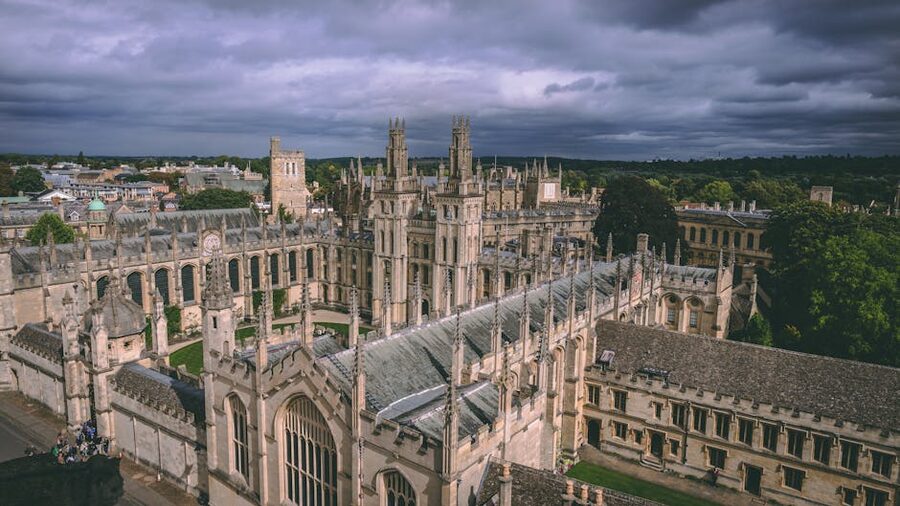 Oxford University Gothic architecture aerial view