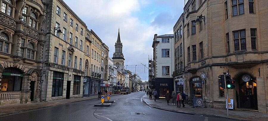Oxford High Street view east from Carfax Tower