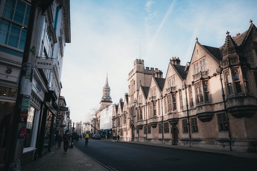 Oxford street architecture early morning sunrise