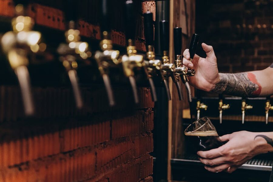 Pulling a pint at a London pub