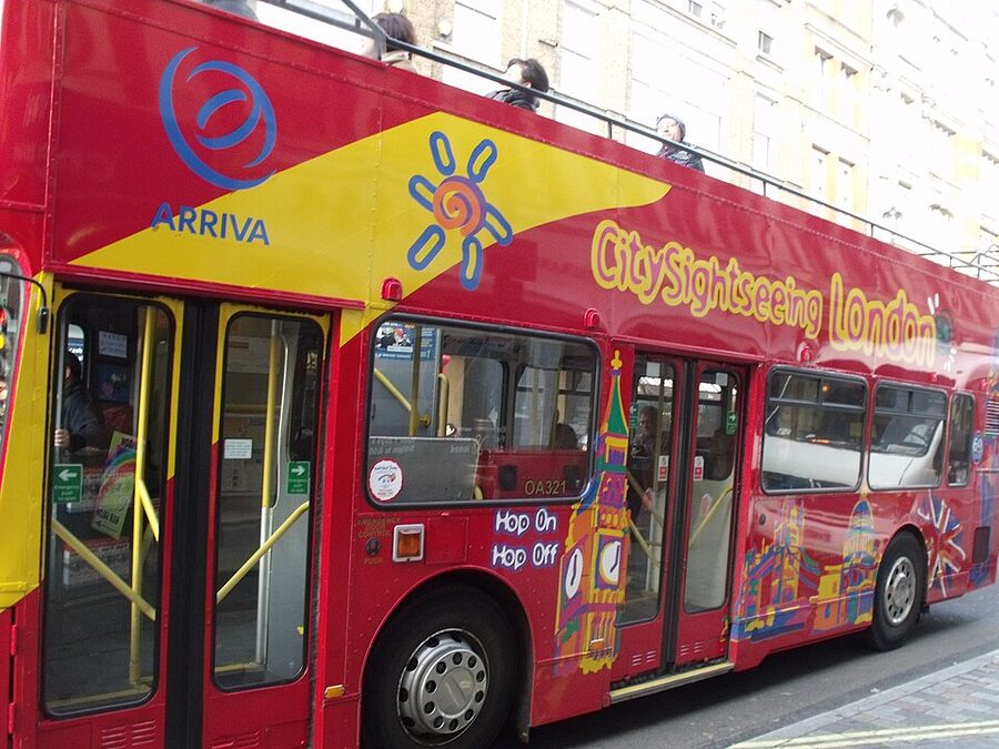 City Sightseeing London bus on Shaftesbury Avenue