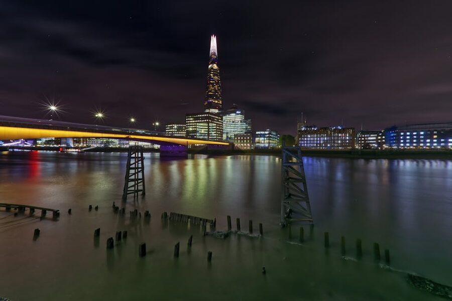 London Bridge at night with The Shard