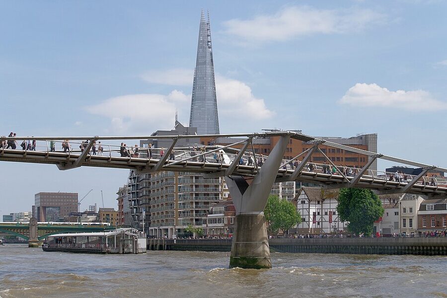 The Shard seen across the Thames from Millennium Bridge