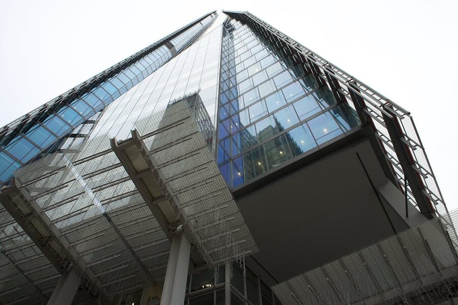 The Shard skyscraper seen from below in London