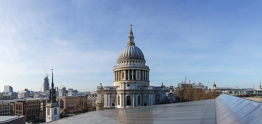 St Pauls Cathedral dome from One New Change rooftop terrace