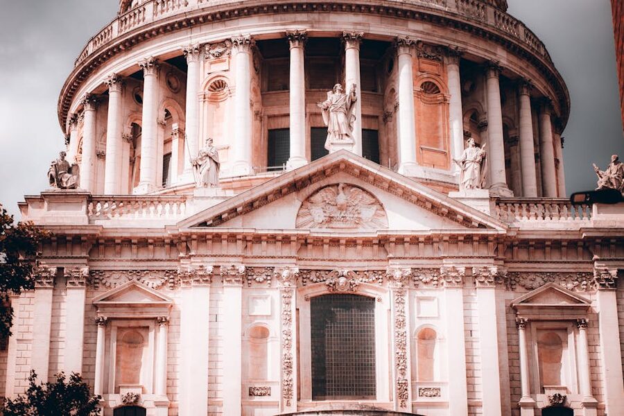 St Pauls Cathedral front facade twin towers London