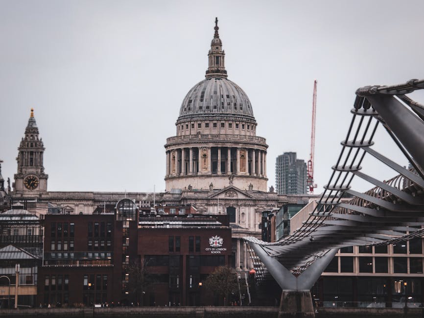 St Pauls Cathedral with Millennium Bridge London Thames