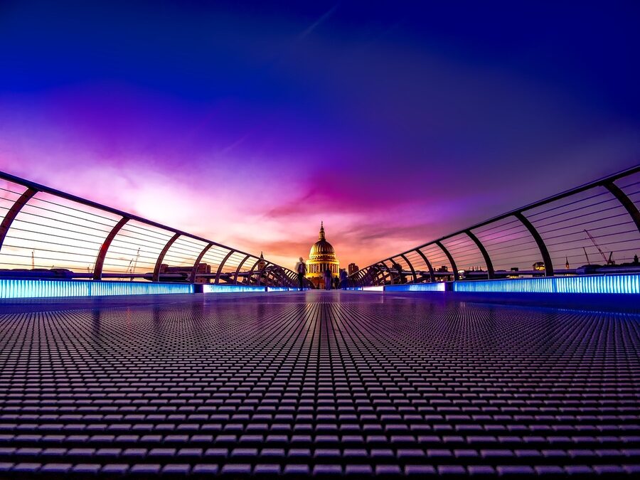 St Pauls Cathedral sunset Thames London bridge