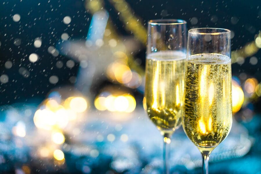 Champagne flutes for evening cruise celebration