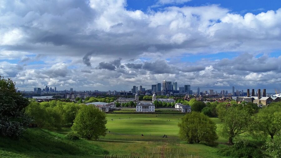 Greenwich London cityscape with National Maritime Museum