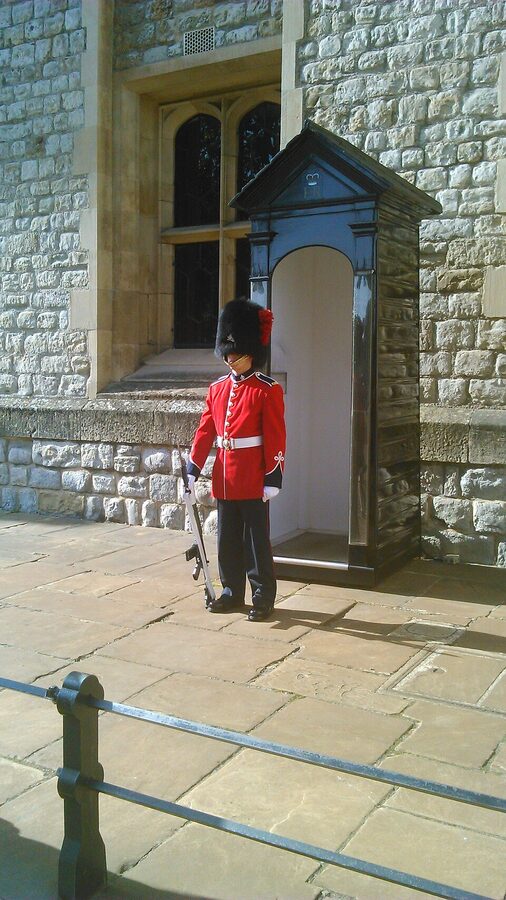 A soldier guarding the Crown Jewels at the Tower of London