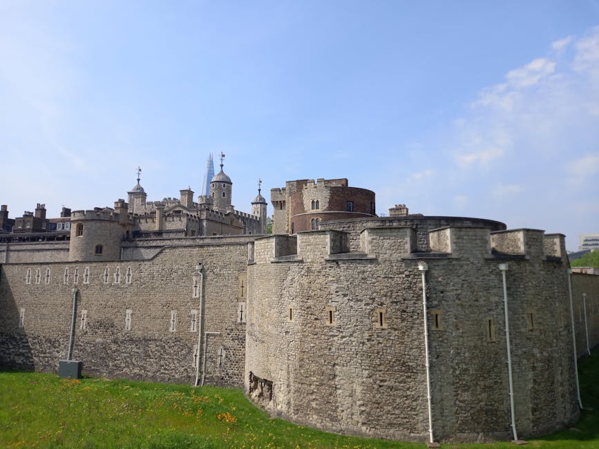 Stone walls and turrets of the Tower of London